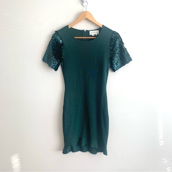 Sachin + Babi Dresses & Skirts - Sachin + Babi Emerald Green Sequin Bodycon Ribbed Dress